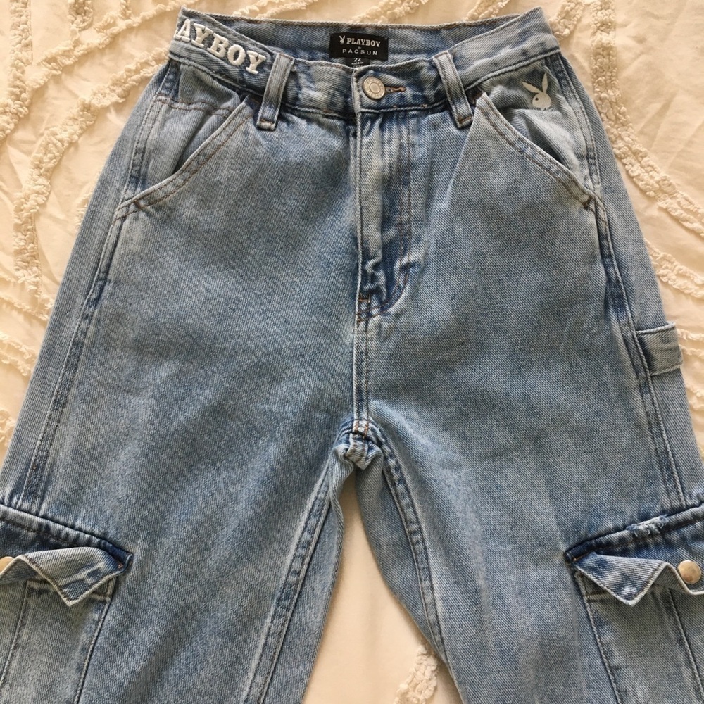 Playboy By Pacsun Jeans Womens 22(xxs) Blue Boyfriend High Rise Distressed - Picture 7 of 11